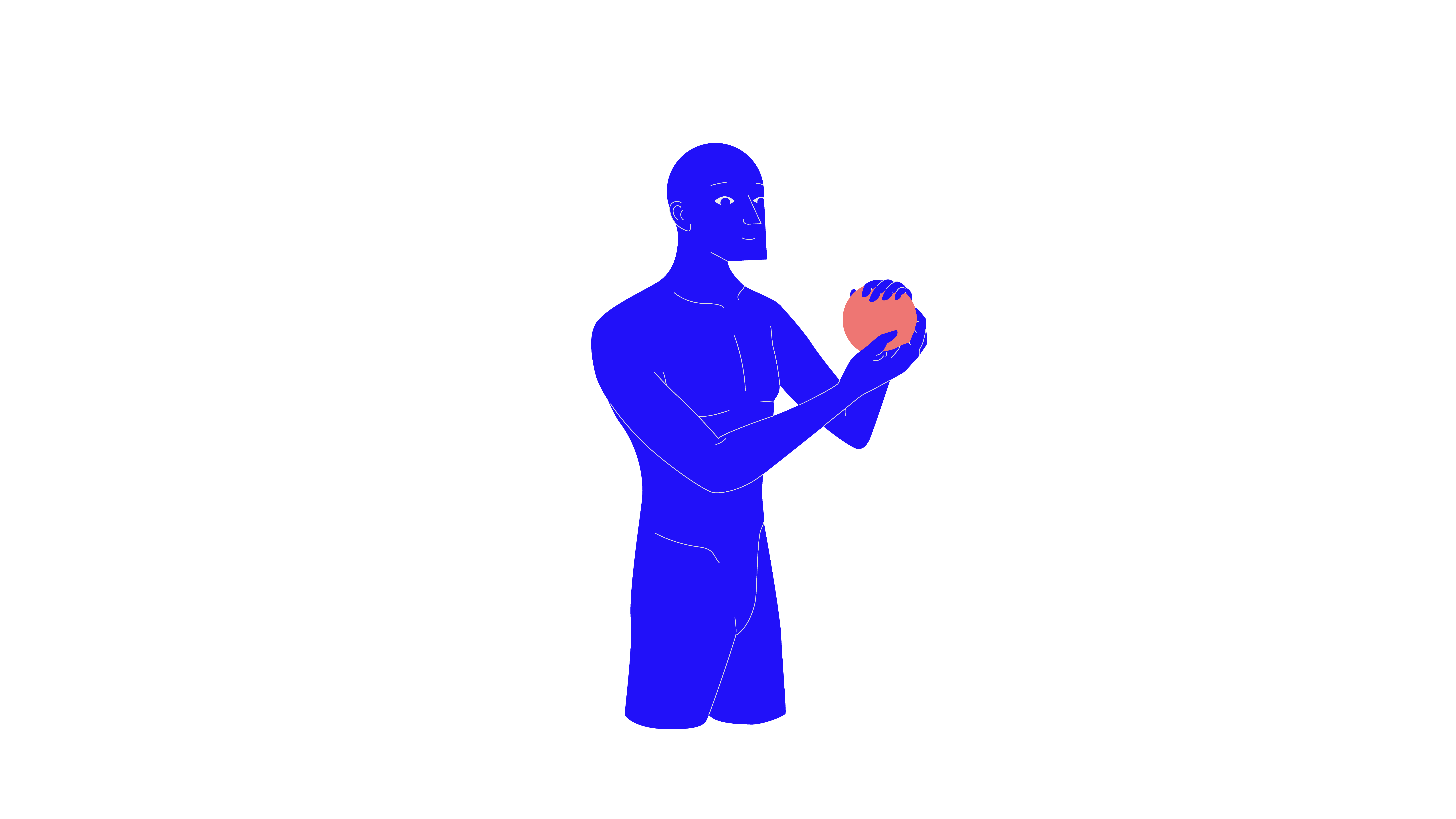 Illustrazione sulla formazione: Una figura umana regge delicatamente la sfera che rappresenta la formazione personale